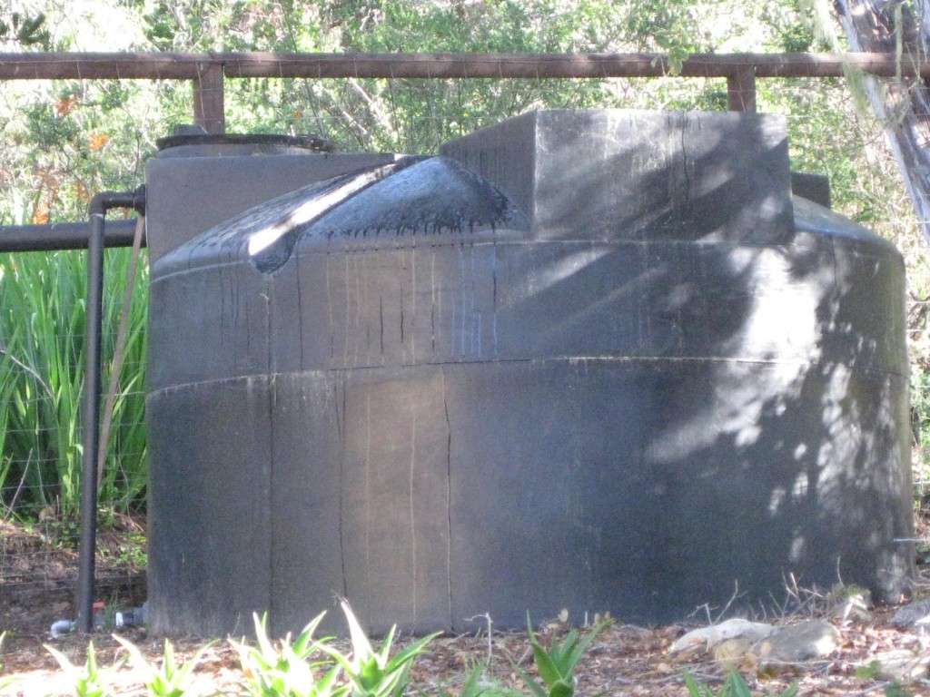 Our water tank holds 1600 gallons of rain water.